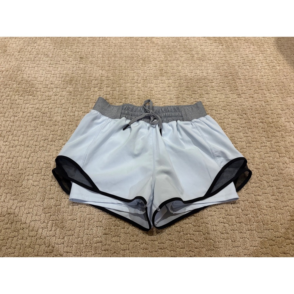 MPG Sport Womens 2-in-1 Running Shorts Light Blue Gray Mesh Trim Size XS
